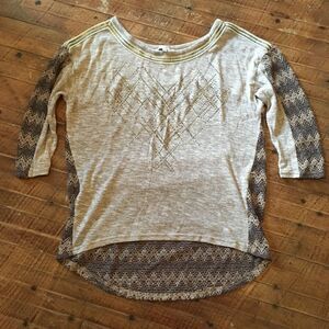 Miss Me brown chevron jeweled western lightweight top